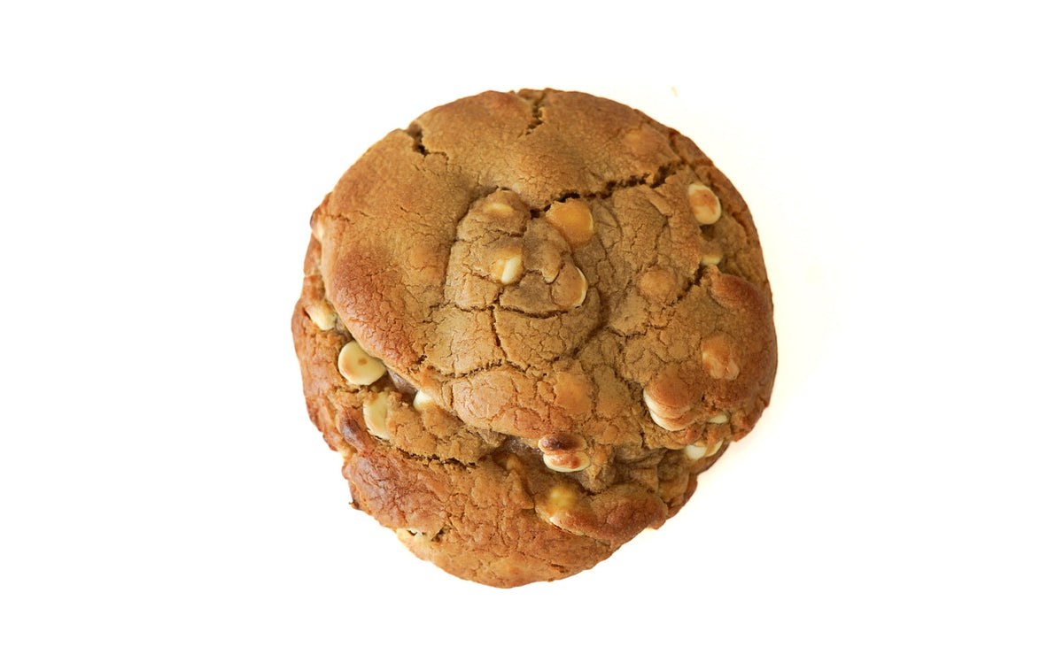 White Chocolate Dome Cookie, close-up showing white chocolate chunks