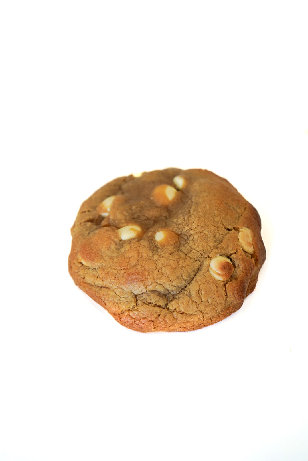 White Chocolate Individual Cookie, close-up showing white chocolate chunks